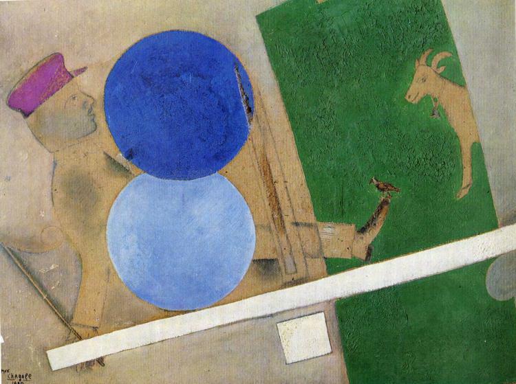 Komposition mit Kreisen und Ziegenzeitgenosse Marc Chagall Ölgemälde